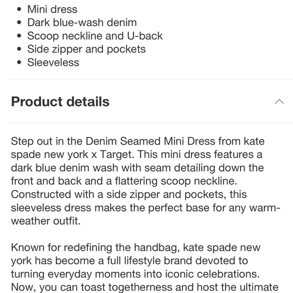 NWT Kate Spade x Target Denim Seamed Mini Dress - Picture 5 of 7